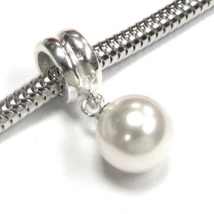 Pandora Swarovski Crystal White Pearl Dangle Charm