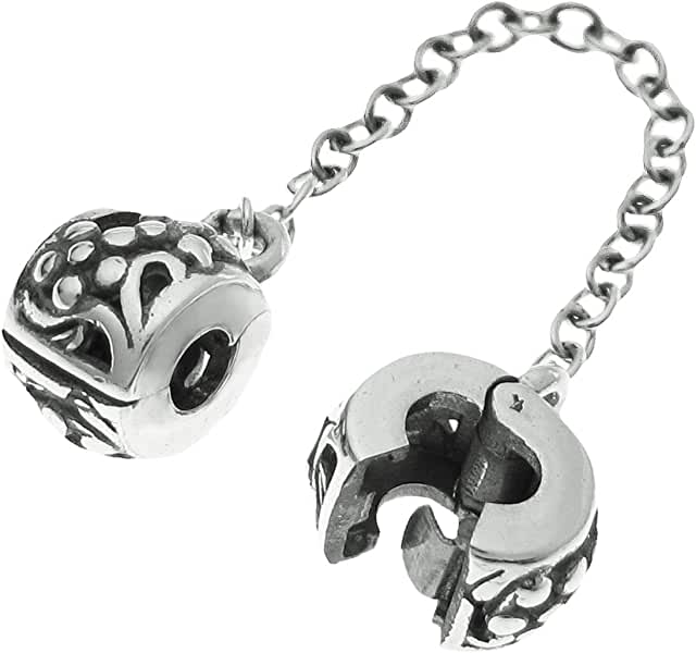 Pandora Swirl Pattern Safety Chain Silver Charm