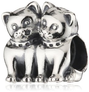 Pandora TWo Cats Silver Charm