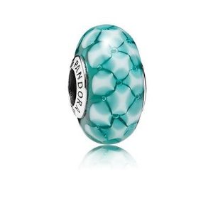 Pandora Teal Lattice Glass Charm