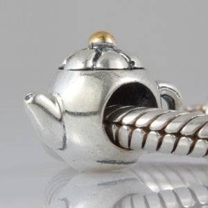 Pandora Teapot Silver Gold Charm