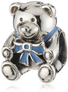 Pandora Teddy Bear Blue Enamel Silver Charm