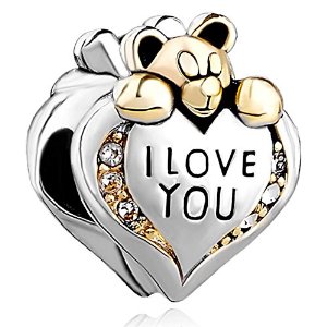 Pandora Teddy Bear Holding I Love You Heat Charm image