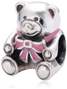 Pandora Teddy Bear Pink Blue Bow Charm