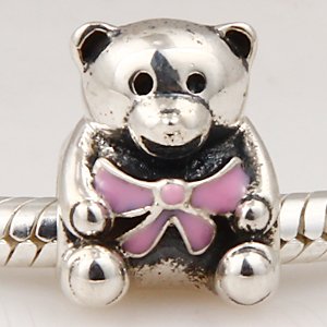 Pandora Teddy Bear With Pink Ribbon Charm image