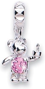 Pandora Teddy With Pink Cubic Zirconia Tummy Charm