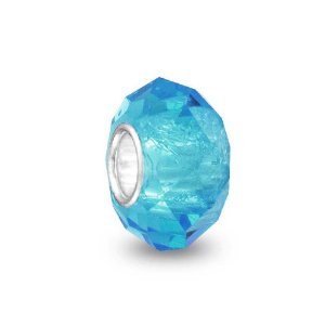 Pandora Turquoise Color Faceted Crystal Glass Charm