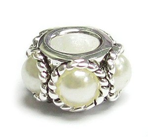 Pandora Twist Rope White Pearl Charm