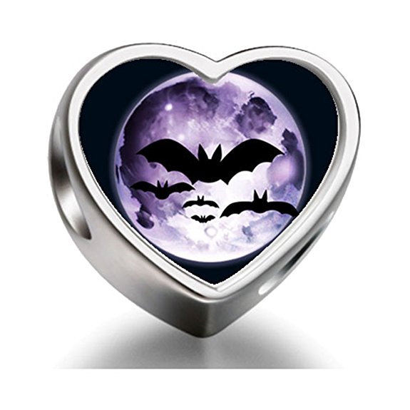 Pandora Two Halloween Bats Heart Photo Charm image