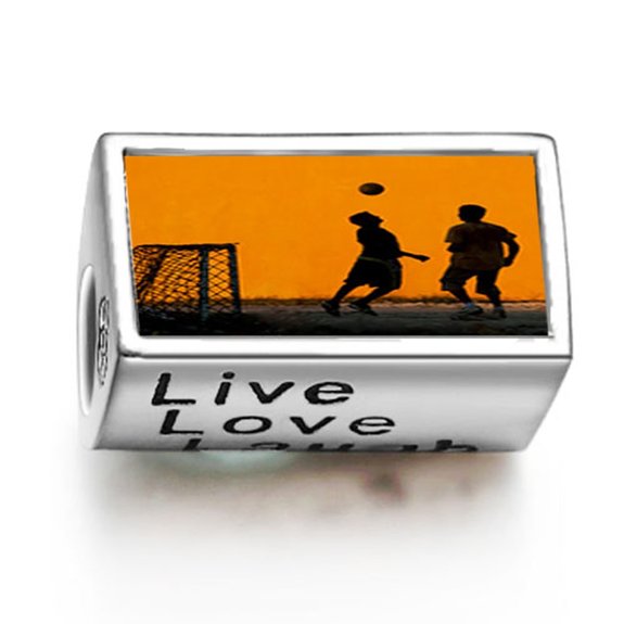 Pandora Two Men Playing Football Photo Charm image