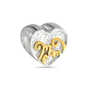 Pandora Two Tone Mom Heart Charm