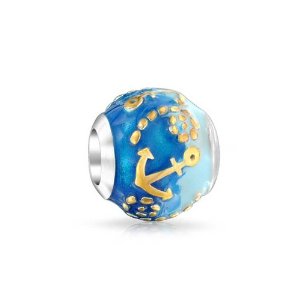 Pandora Two Tone Nautical Anchor Blue Ocean Charm