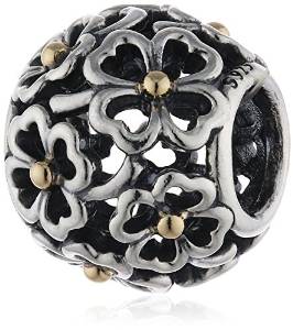 Pandora Two Tone Solid Floral Charm