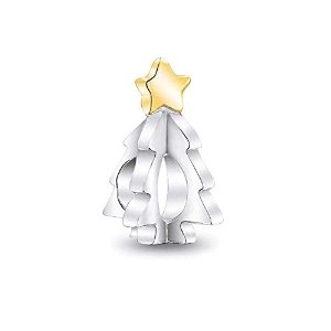 Pandora Two Tone Star Christmas Tree Charm