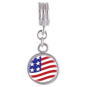 Pandora Usa Flag Photo Flower Dangle Charm image