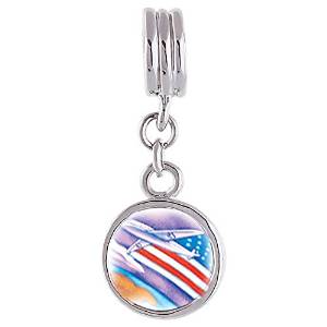 Pandora Usa Flag Plane Photo Flower Charm