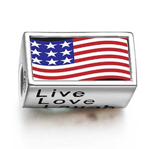 Pandora Usa Flag Words Live Love Laugh Charm image