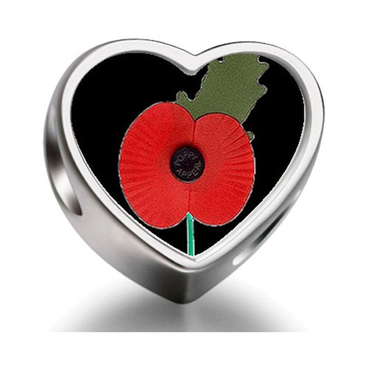 Pandora Veterans Memorial Poppy Round Photo Charm image