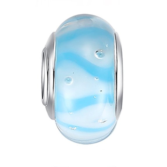 Pandora Water Blue Flower Murano Glass Charm