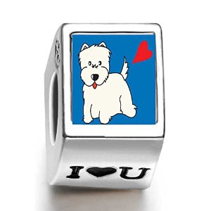 Pandora Westie Dog Photo I Love U Charm