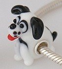 Pandora White And Black Dog Glass Charm