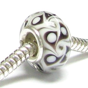 Pandora White Black Glass Charm image