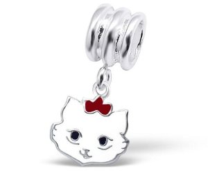 Pandora White Cat Face Dangle Charm image