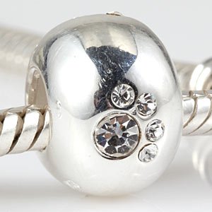 Pandora White Crystal Paw Print Charm