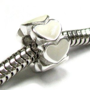 Pandora White Enamel Endless Love Heart Charm image