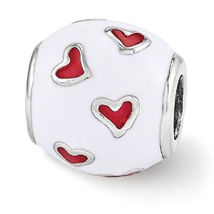 Pandora White Enameled Barrel Red Crystals Charm