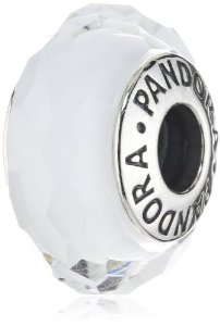 Pandora White Faceted Murano Charm