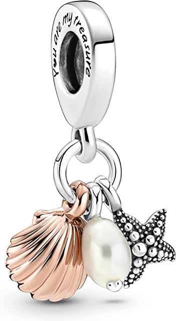 Pandora White Freshwater Cultured Pearl Inside Silver Shell Charm image