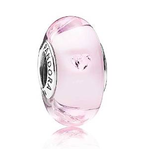 Pandora White Heart Pink Murano Glass Bead Charm