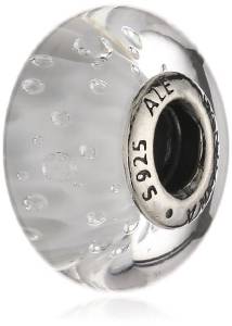 Pandora White Looking Glass Murano Charm Bead