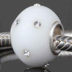 Pandora White Murano Frosted Glass Swarovski Charm image