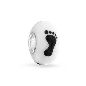 Pandora White Murano Glass Footprints Charm image