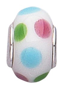 Pandora White Murano Glass Multi Color Dots Charm image