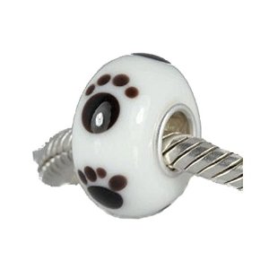 Pandora White Murano Glass Paw Print Charm