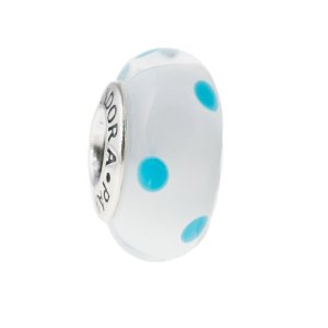 Pandora White Murano Glass Pink Dots Charm