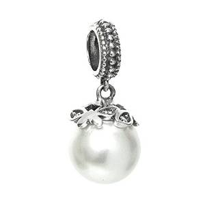 Pandora White Pearly Dangle Charm image