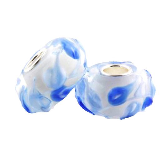 Pandora White Petals Blue Murano Glass Charm image
