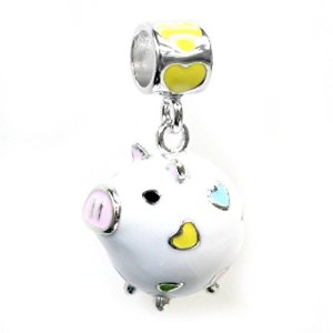 Pandora White Pig Heart Enamel Charm image