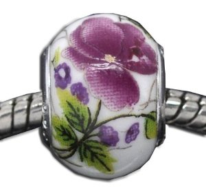 Pandora White Purple Flower Charm image