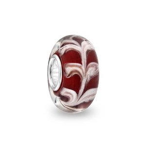 Pandora White Red Garnet Color Murano Glass Silver Charm