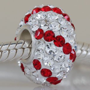 Pandora White Red Stripe Swarovski Crystal Charm image