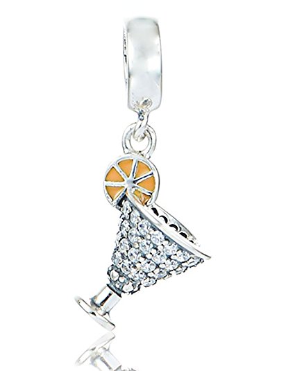 Pandora Wine Drink Cocktail Glass Crystal CZ Charm