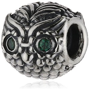 Pandora Wise Owl Green CZ Eyes Charm