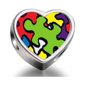 Pandora Word Autism Heart Photo Charm image