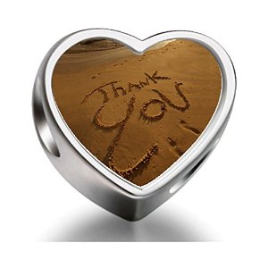 Pandora Words Thank You Beach Sand Heart Photo Charm image