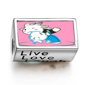 Pandora Wrestling Cartoon Photo Flower Charm